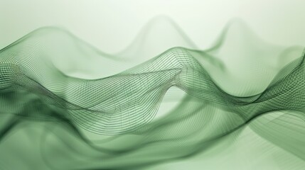 Wall Mural - An elegant abstract background of undulating green lines forming an organic, interconnected pattern that flows across a muted backdrop.