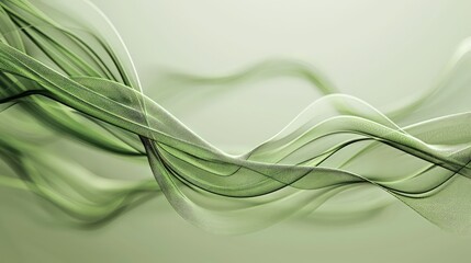 Wall Mural - an elegant abstract background of undulating green lines forming an organic, interconnected pattern 