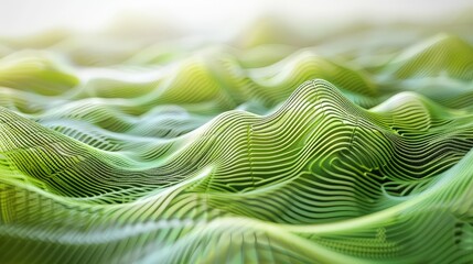 Wall Mural - an elegant abstract background of undulating green lines forming an organic, interconnected pattern 