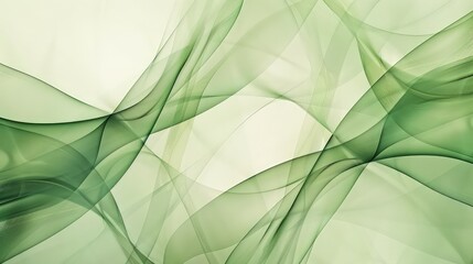 Wall Mural - an elegant abstract illustration of soft green lines overlapping and blending into a smooth, organic