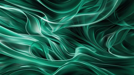 Wall Mural - an elegant fluid art abstract background with flowing curves and intricate patterns in shades of eme