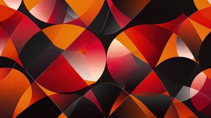 Wall Mural - an energetic geometric abstract background showcasing overlapping diamonds and circles in bold reds,