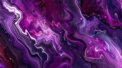 Wall Mural - an ethereal fluid art abstract background showcasing fluid patterns in deep purples, magentas, and l