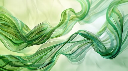 Wall Mural - an illustration of undulating green lines that flow and intertwine, creating an abstract, organic pa