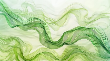Wall Mural - an illustration of undulating green lines that flow and intertwine, creating an abstract, organic pa