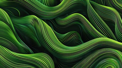 Wall Mural - an illustration of flowing green lines forming an abstract pattern, blending into a seamless, organi