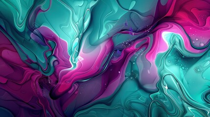 Wall Mural - an intricate fluid art abstract background showcasing fluid curves and patterns in shades of fuchsia