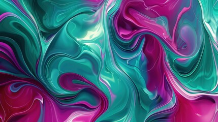 Wall Mural - an intricate fluid art abstract background showcasing fluid curves and patterns in shades of fuchsia