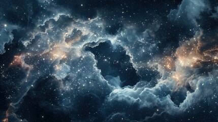 Wall Mural - clouds dissipating to reveal a hidden cosmic gateway, with stars and nebulae visible through the gap
