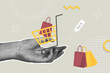© Наталья Косаревич - Trendy halftones business concept collage. Vector illustration of online sales, sale time, increase sales, retro shopping time. Creative concept for web banner, social media banner, marketing material