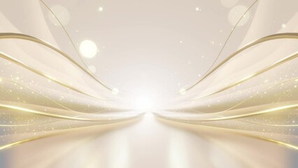 Wall Mural - elegant abstract background with flowing golden waves on a white backdrop, featuring sparkling parti