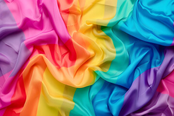 Happy pride month background with rainbow fabric.