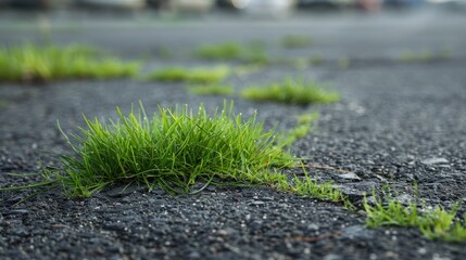 Poster - Grass able to thrive amidst asphalt pavements