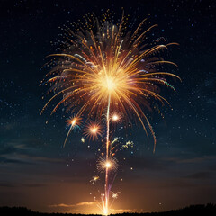 Fireworks with blur milky way background