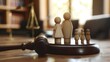 © Vlad - Custody. Family Law: Courtroom Scene with Gavel, Judge Table, Family Figurines, Divorce Lawyer