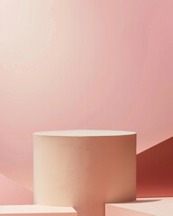 Aufkleber - Minimalist Pastel Pink Podium on Textured Background for Product Display in Natural Light