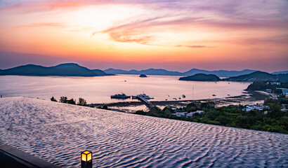 Canvas Print - View of Cape Panwa beach at sunset, in Phuket, Thailand