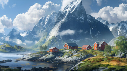 Wall Mural - mountain village in the mountains