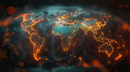 Poster - cloud networks spanning across the globe. stock photo