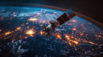 Wall Mural - satellite constellations providing worldwide connectivity. photo