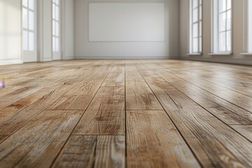 Empty bedroom interior background wooden floor created with Generative AI