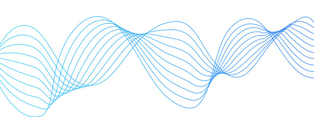 Aufkleber - Technology Abstract wave flowing lines isolated on white background.  Blue colored sound wave lines. Energy flow Frequency digital wave line. Data transmission technology and sound wave.