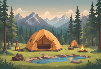 camping in the forest