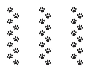 Wall Mural - Dog and cat paw prints collection, paw icon set black vector.