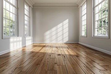 Empty bedroom interior background wooden floor created with Generative AI