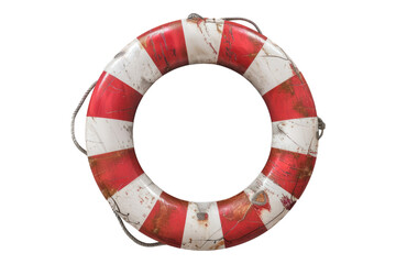 Red and white life preserver isolated on white background