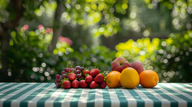 delicious fruit platter on a garden table.