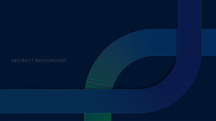 Abstract modern shiny blue circle lines pattern on a dark blue background. Futuristic technology concept suitable for modern designs, website backgrounds, and presentation backdrops