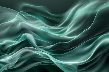 Canvas Print - Flowing emerald waves of fabric