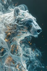 Canvas Print - Mesmerizing Cyborg Polar Bear Warrior in Swirling Vortex of Ethereal Energies