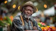 © Flow_control - Senior Farmer at Vibrant Outdoor Market with Fresh Produce