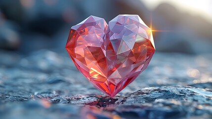 low-poly crystal heart