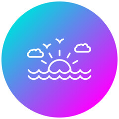 Sticker - Sunset vector icon. Can be used for Beach Resort iconset.