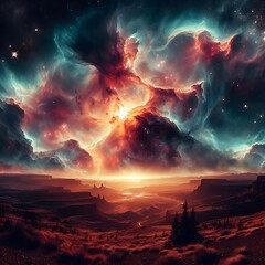 Wall Mural - Nebula space background 