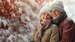 © Katewaree - Romantic couple embracing each other in love in the snow.It's cold during the holidays.