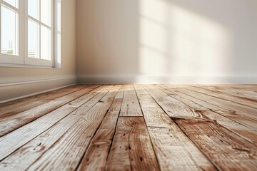 Empty bedroom interior background wooden floor created with Generative AI