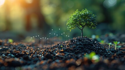 An image of a tree growing beside a rising line graph, representing natural and steady growth. stock image