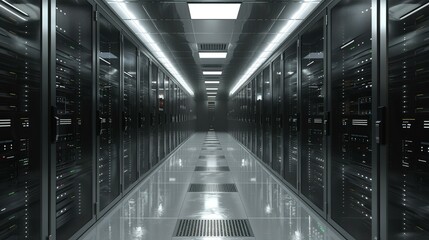 Wall Mural - Server room with rows of server racks