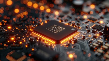 electronic circuit board with processor with stock photo