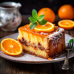 Wall Mural - cake with orange