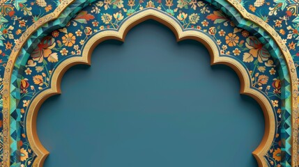 Wall Mural - An invitation frame in the Islamic geometric pattern of Mughal architecture