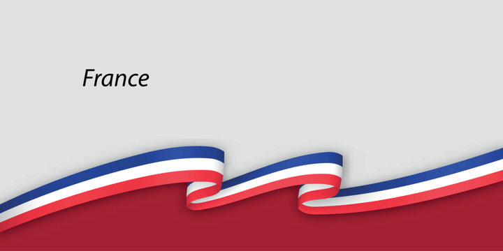 3d ribbon with national flag France isolated on white background