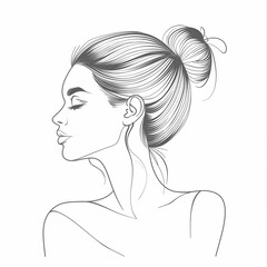 Sticker - a drawing of a woman with a ponytail in her hair