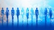 © Spear - Vibrant Silhouettes: Colorful Human Figures in Blue and White Background