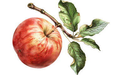 apple old botanical illustration, transparent background, png