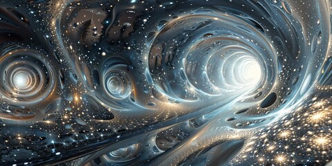 Canvas Print - Abstract Digital Art of Galaxy Tunnel with Stars